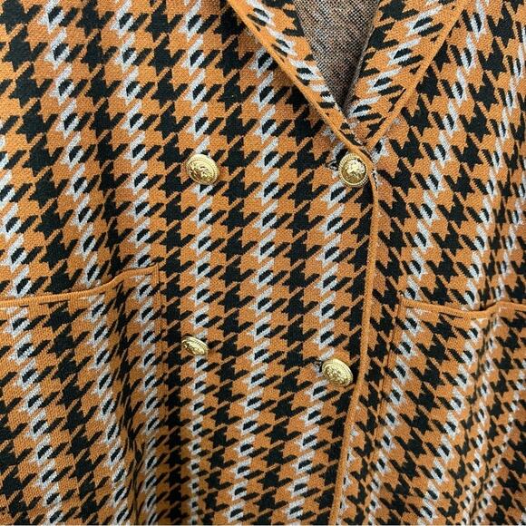 Joie Houndstooth Double Breasted Sweater Cardigan Blazer Jacket Size XL - Picture 6 of 10
